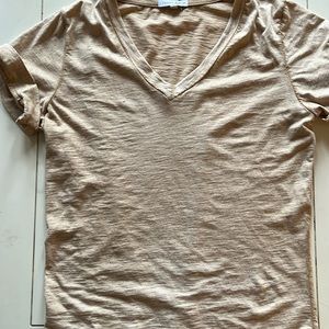 Tempo Paris Top Vneck Short Sleeve Shimmering Cotton Tee size is S/M